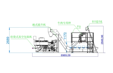 全自动牛肉条分秤给袋式真空包装机 cad平面图纸