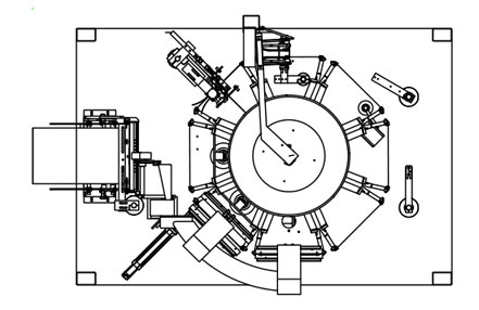 8工位400型给袋式包装机示意图 CAD平面图